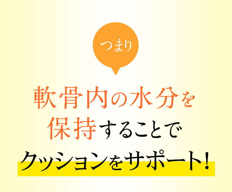 つまり 軟骨内の水分を 保持することで 軟骨成分が高まる！