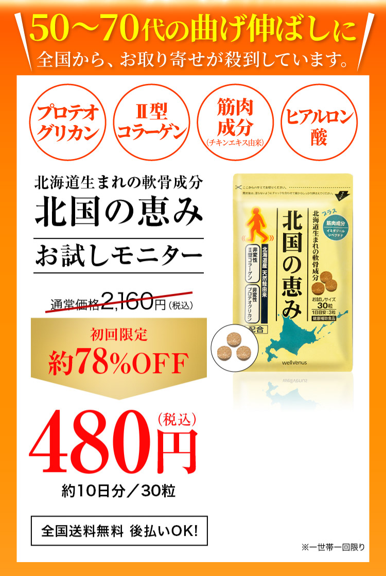 初回限定約78％OFF 480円(税込)約10日分／30粒 全国送料無料 後払いOK！ ※一世帯一回限り