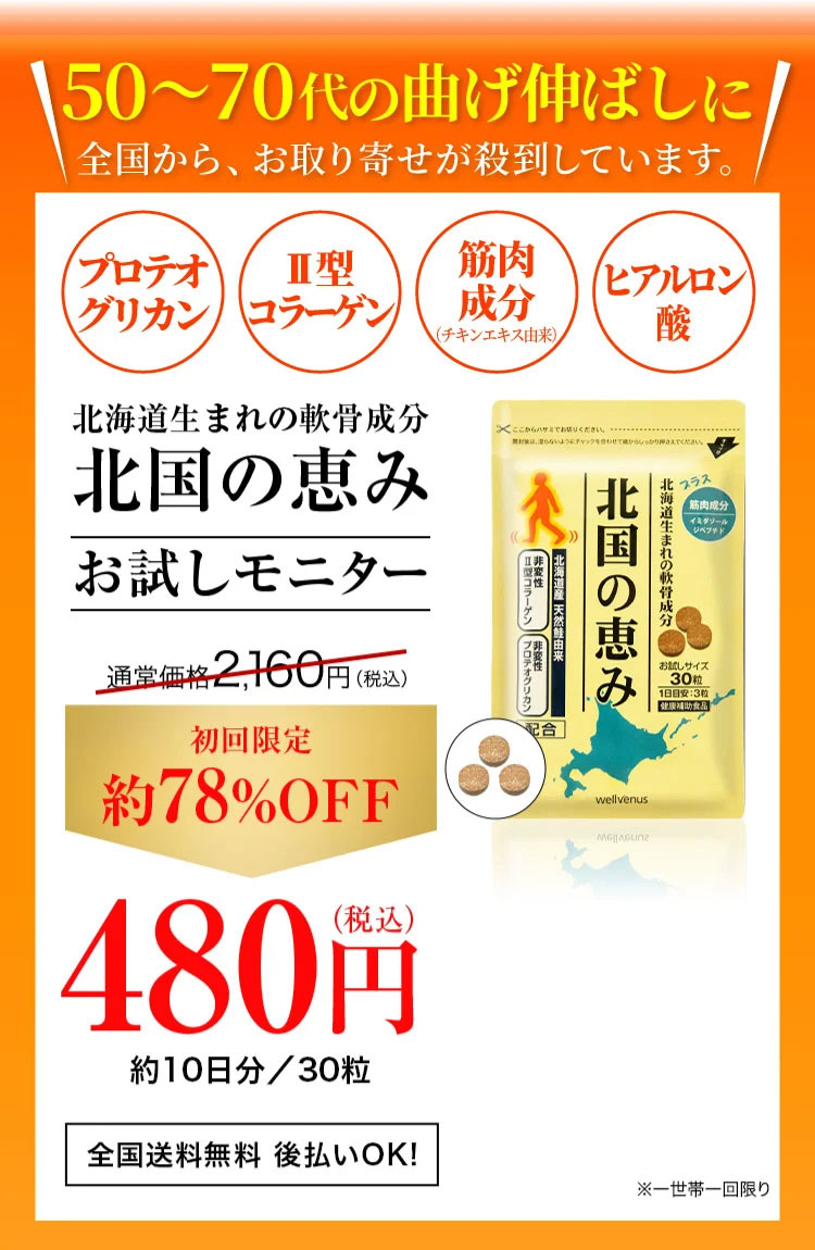 初回限定約78％OFF 480円(税込)約10日分／30粒 全国送料無料 後払いOK！ ※一世帯一回限り